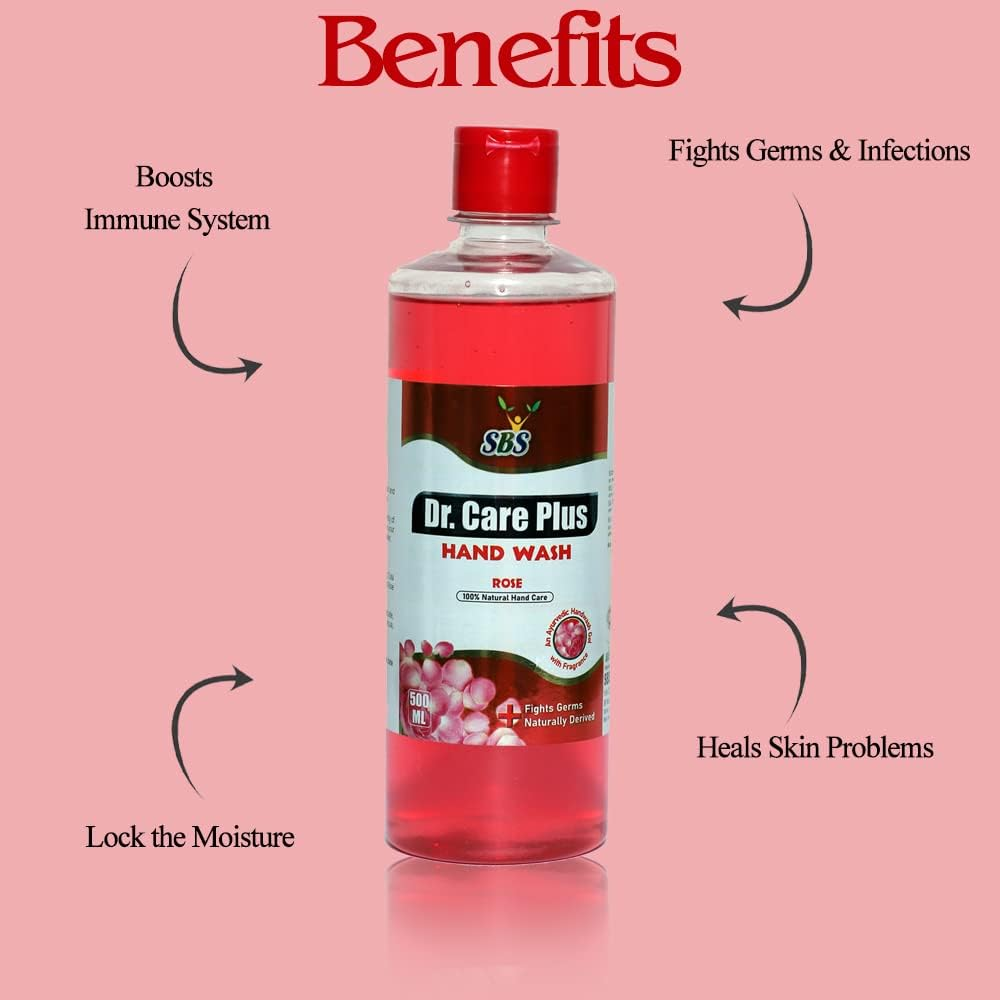 SBS Dr. Care plus Rose Handwash - 100% Natural, Neem, Tulsi & Aloevera, for Soft & Odor Free Hands (Rose) image number 2