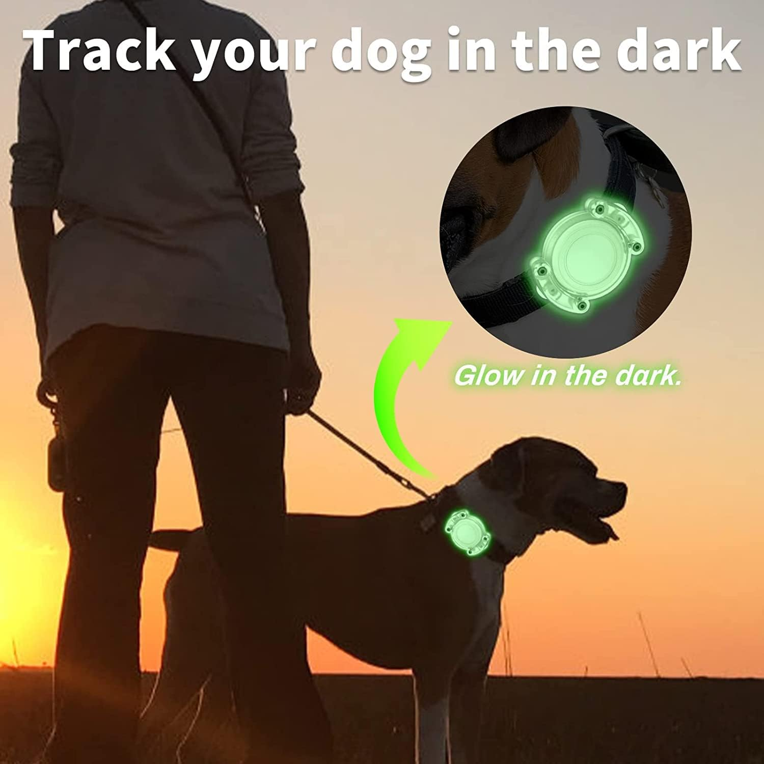 Aircawin for IPX8 Waterproof Airtag Dog Collar Holder Case Clear,Durable for Airtag Holder Case Glow-In-The-Dark,Full Protective Anti-Chew Hard PC Dog&Cat Collars Mount for Airtag Case-Glow image number 5