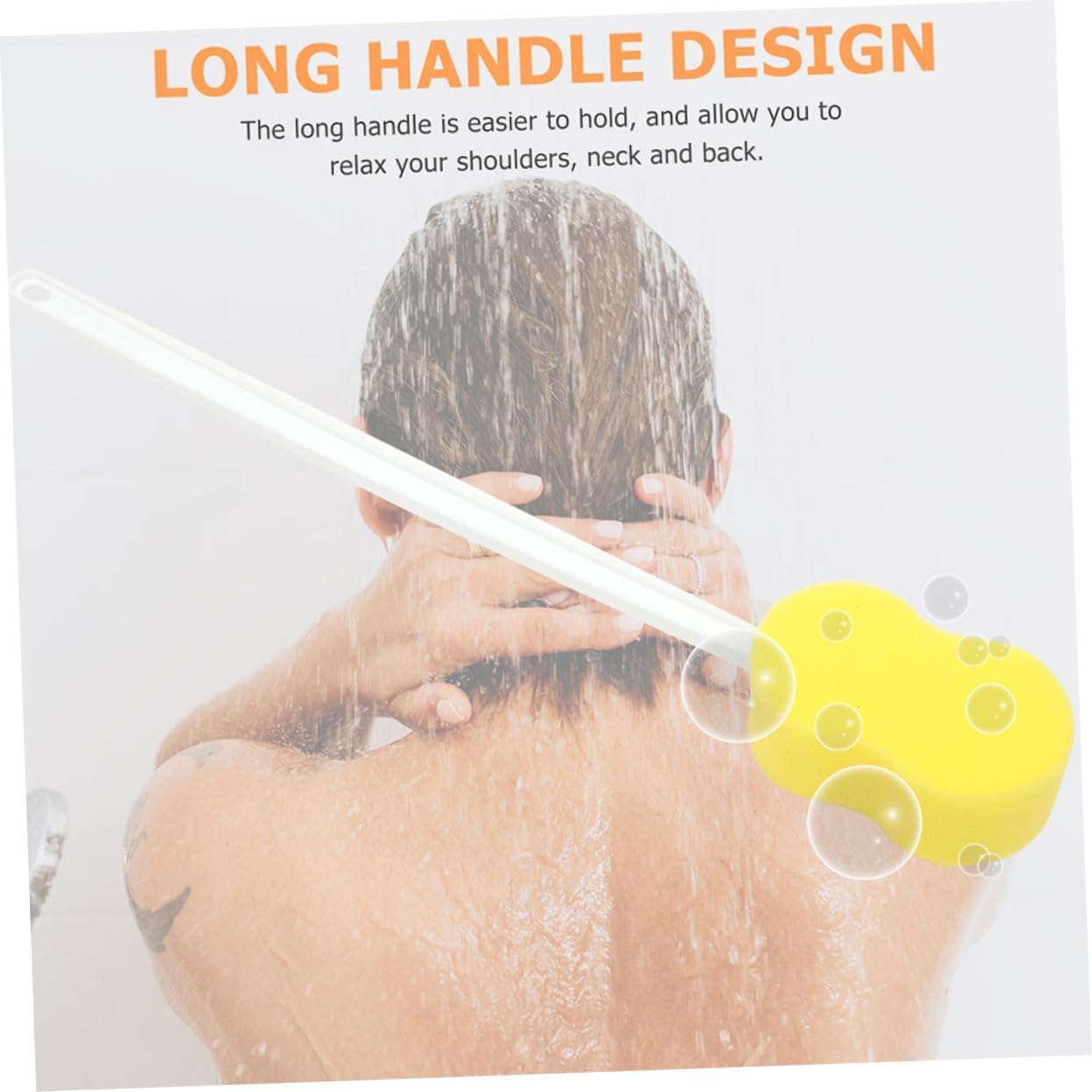 FRCOLOR 2Pcs Long Handled Bath Sponge Exfoliating Shower Back Scrubber Brush Lightweight Body Wash Tool for Hard to Reach Areas Durable Comfortable Grip Design image number 1