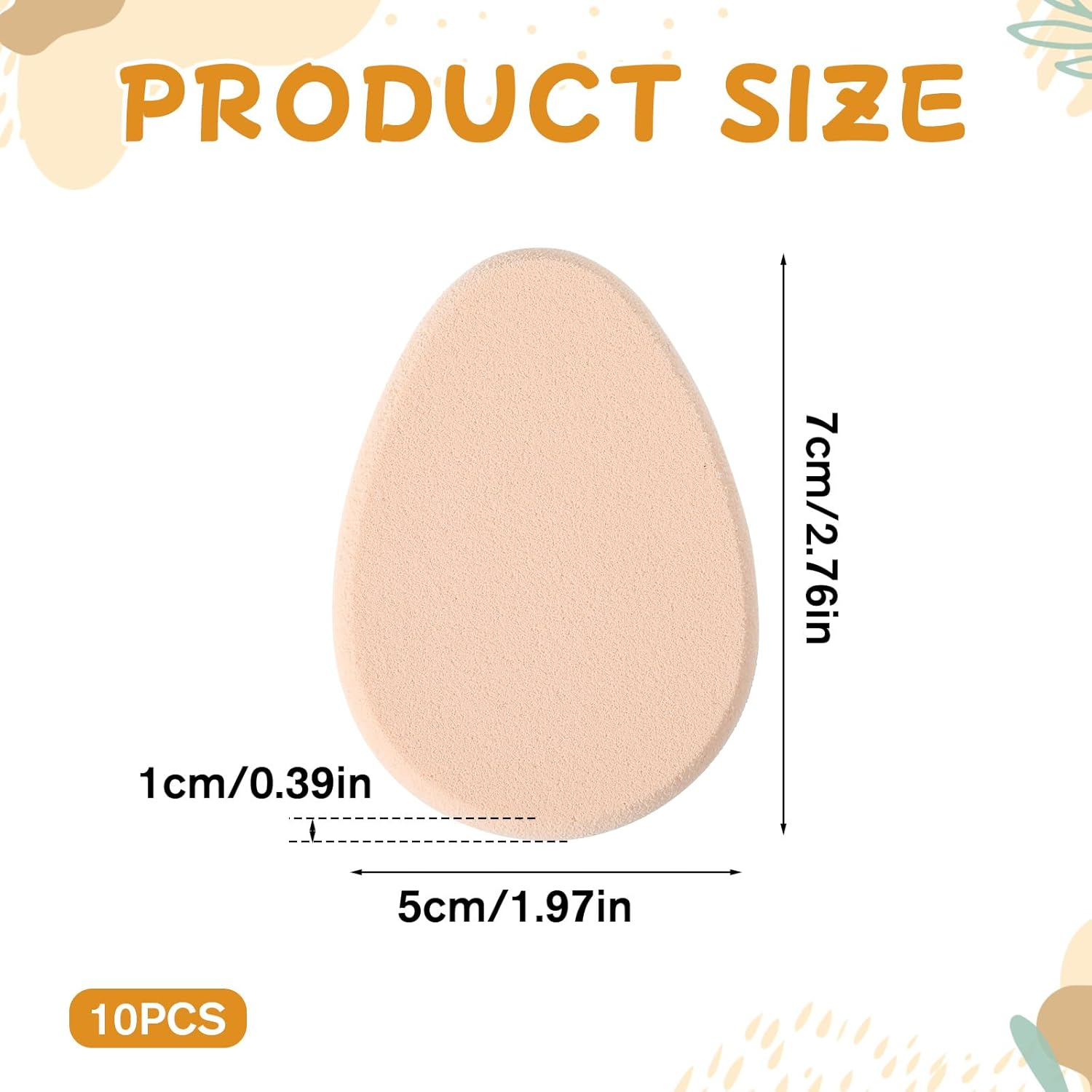 Elevatetech 10Pcs Flat Makeup Sponge Smooth Foundation Sponge Beige Cushion Foundation Puff Forfoundation Concealer and Teardrop Easy Soft Long-Lasting image number 1