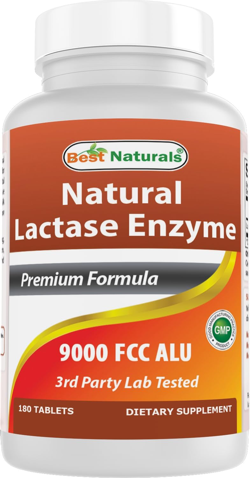 Best Naturals Lactase Enzyme 9000 FCC ALU 180 Tablets.