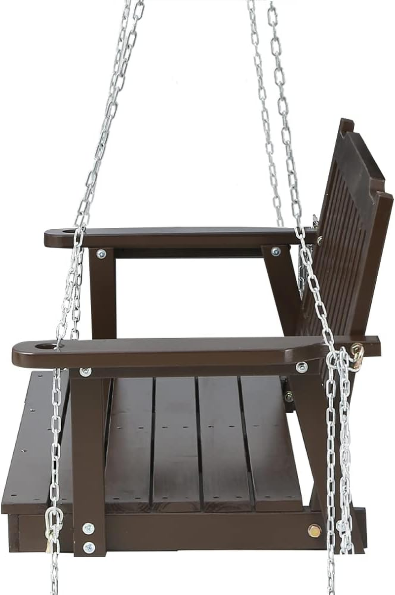 Gardeon Outdoor Porch Swing Chair Wooden 2 Seater Brown Garden Bench Hanging Seat, Patio Baconly Furniture Chairs, with Metal Chains Water Resistant 300Kg Capacity image number 4