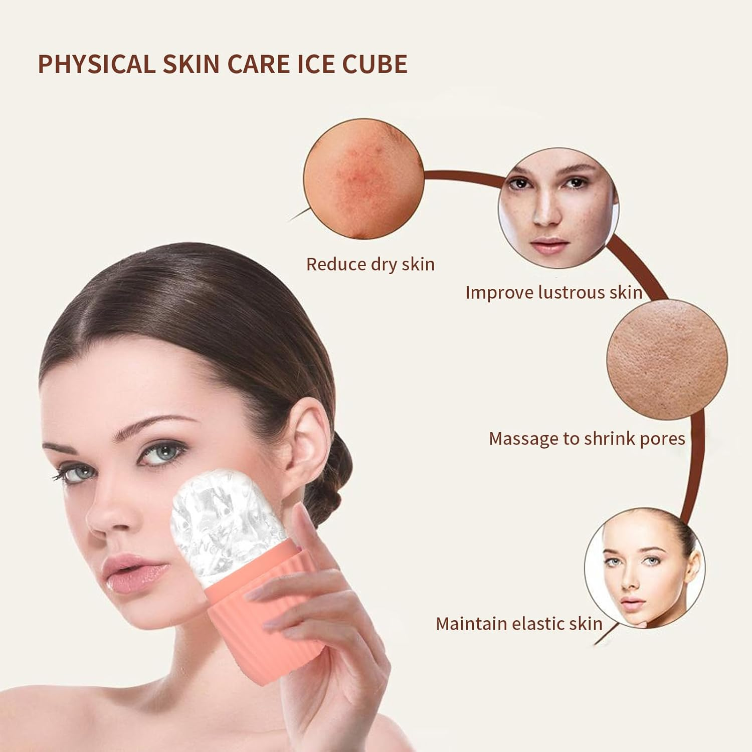 Silicone Ice Face Roller,Eye Facial Beauty Skin Care Tools，Reusable Silicone Mold Face Massage，Apply Ice for Shrink Pores anti Wrinkle Reduce Puffiness Improve Skin Elasticity. (Pink) image number 3