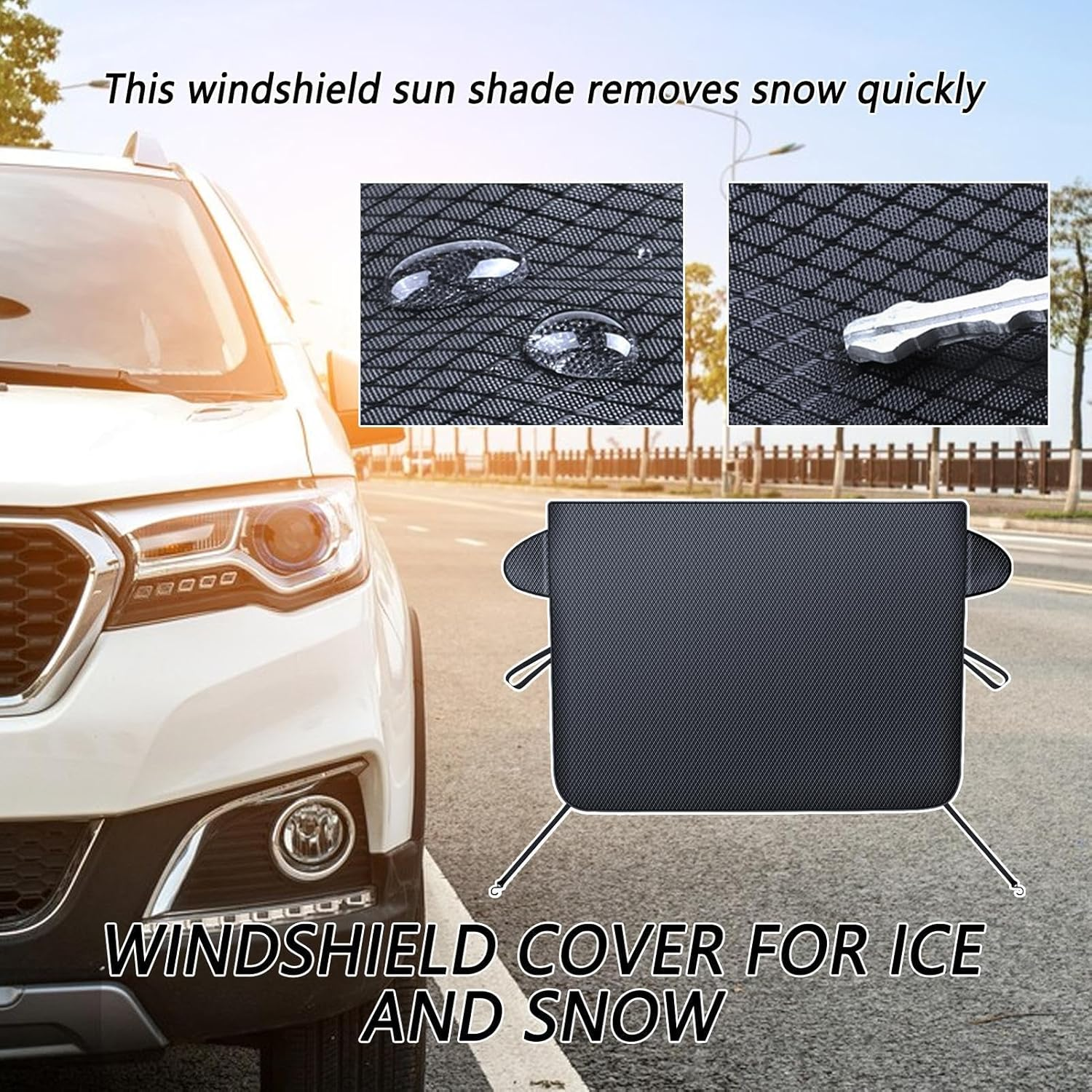 Windshield Cover | SUV Windshield Sun Shade,Foldable UV Protection Waterproof Light Block Screen for Snow Privacy Winter Parking Travel Outdoor Truck Use image number 5
