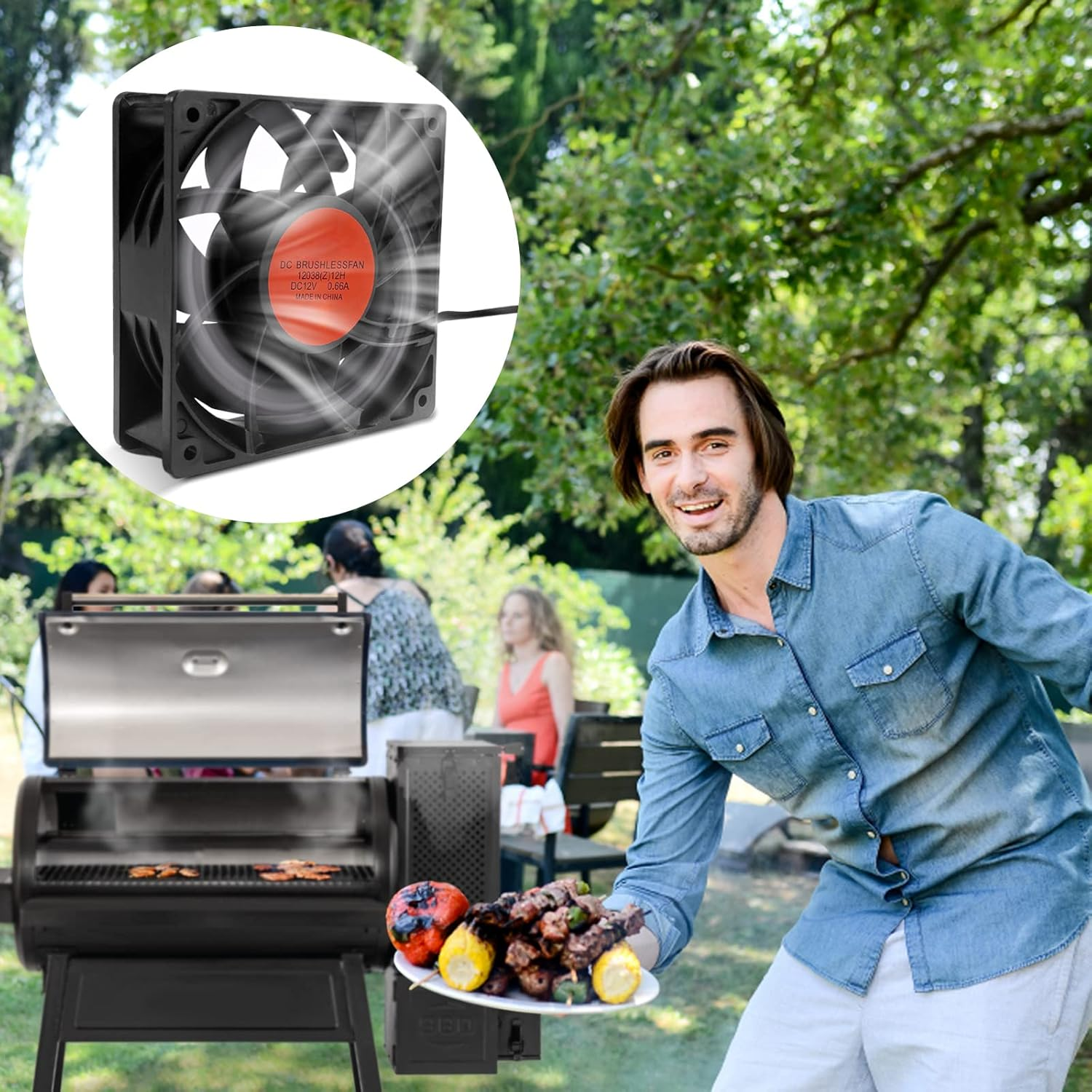 YAOAWE Upgraded Replacement for Char-Griller Gravity Fed 980 Charcoal Grill Precision Control Fan, 3800RPM Turbo Fan Helps Grill Reach Set Temperature Quickly (120Mm) image number 6