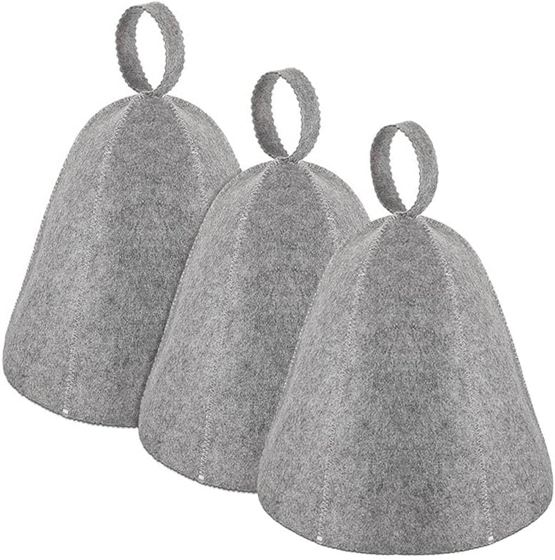 3 Pcs Sauna Hat,Sauna Hats for Men Women,Wool Sauna Hats Sauna Shower Use Caps,Sauna Hat Vaporarium Hat,Sauna Wool Cap Russian Banya Cap,Steam Bath Shower Sauna Accessories Universal for Women Men (A) image number 3