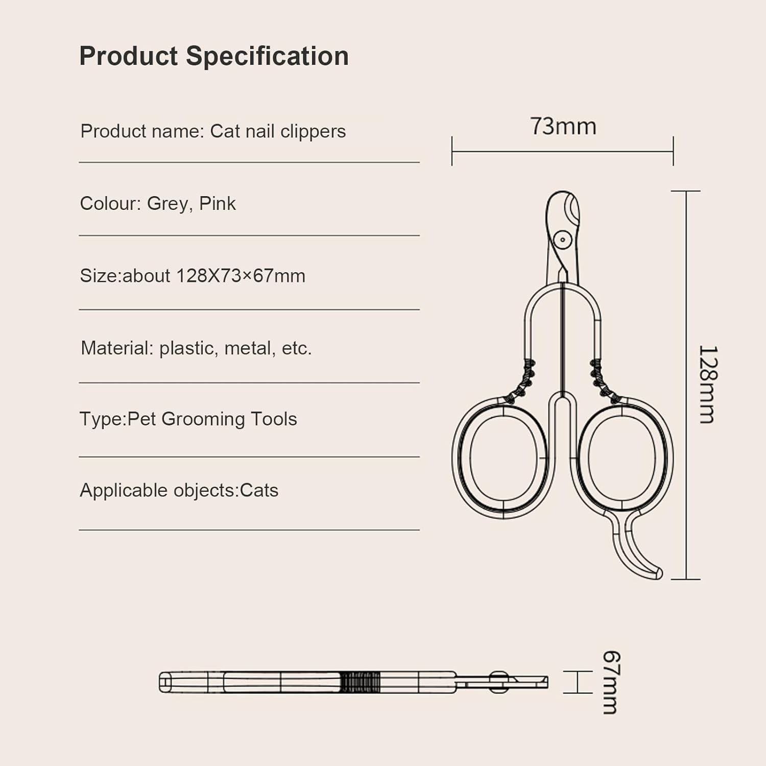 ZEWZE Claw Care for Cats, Cat Nail Clippers, Pet Nail Clippers for Dogs, Puppies, Rabbits and Small Animals (Grey) image number 2