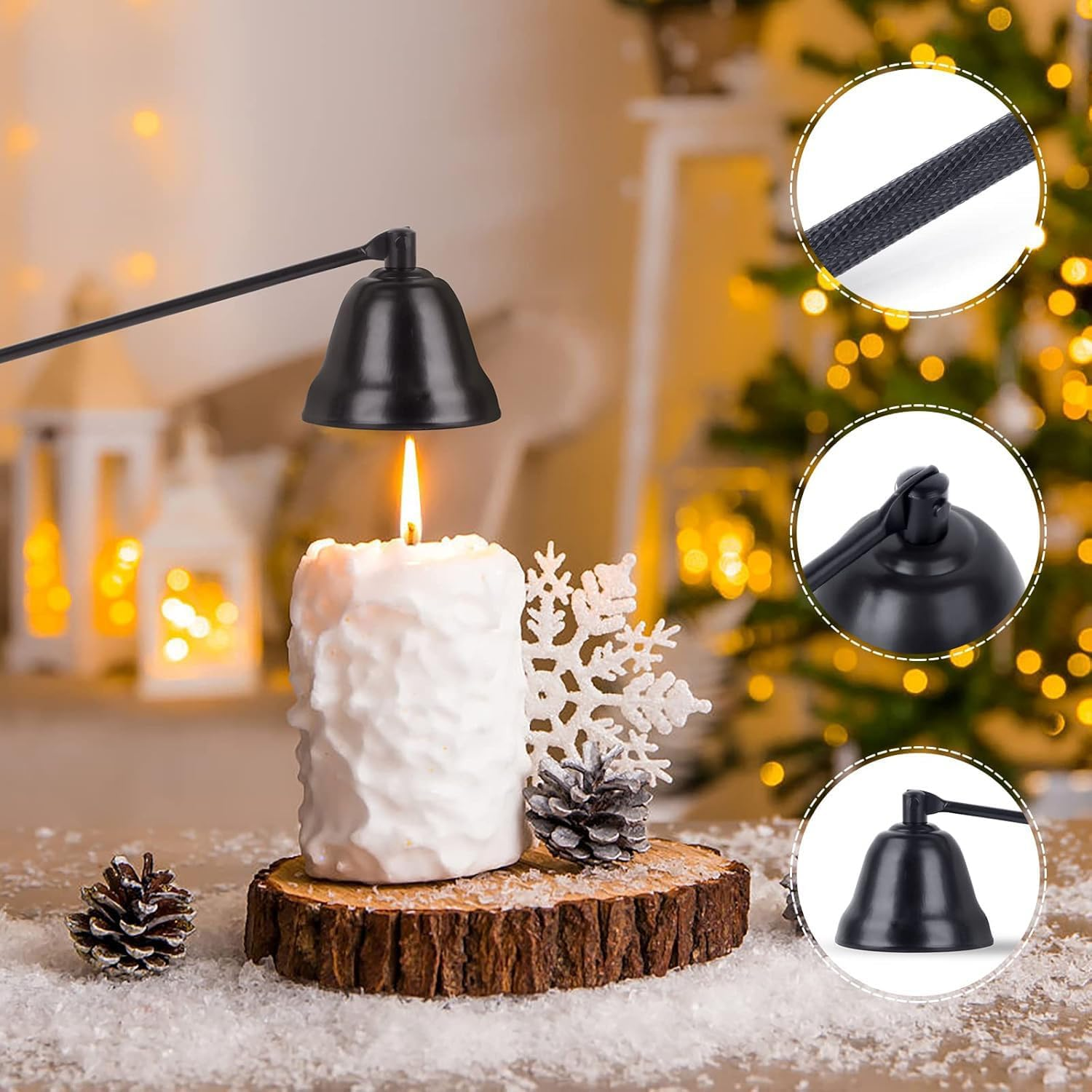 3 in 1 Candle Accessory Set - Wick Trimmer, Dipper, Snuffer and Cutter - Care Kit with Gift Package for Candle Lovers (Black) image number 1