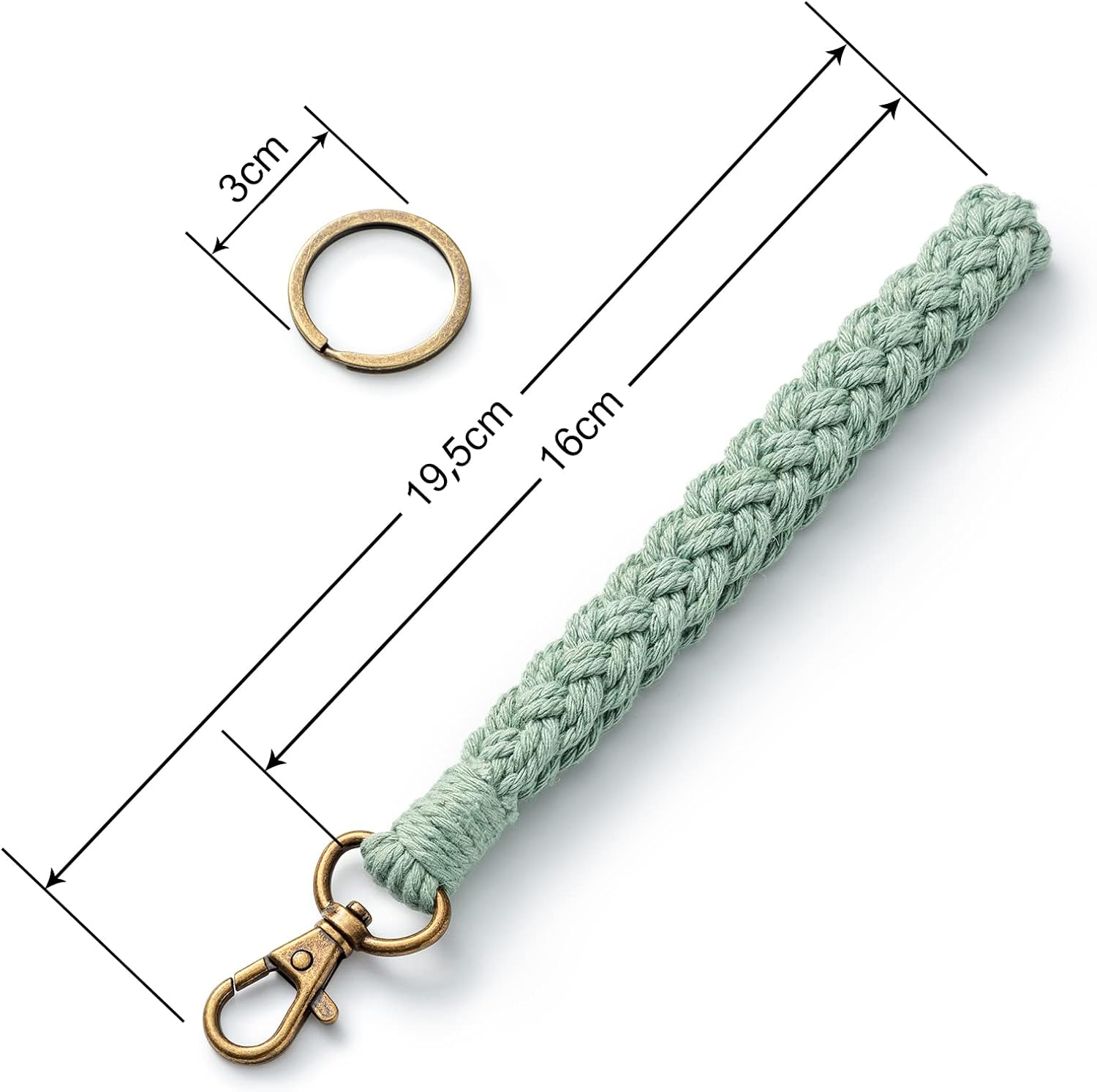 AOKSUNOVA Macrame Keychain Wristlet Strap for Key Hand Wrist Lanyard Key Chain Holder Handmade White Black