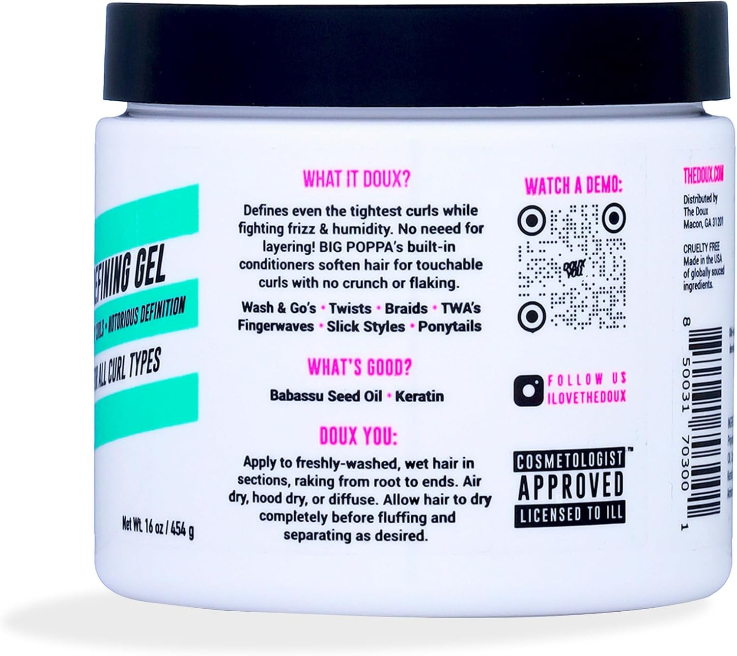 The Doux Big Poppa Defining Gel, Curling Gel to Fight Frizz and Humidity, Curl-Defining Hair Products, Suitable for All Curl Types image number 5