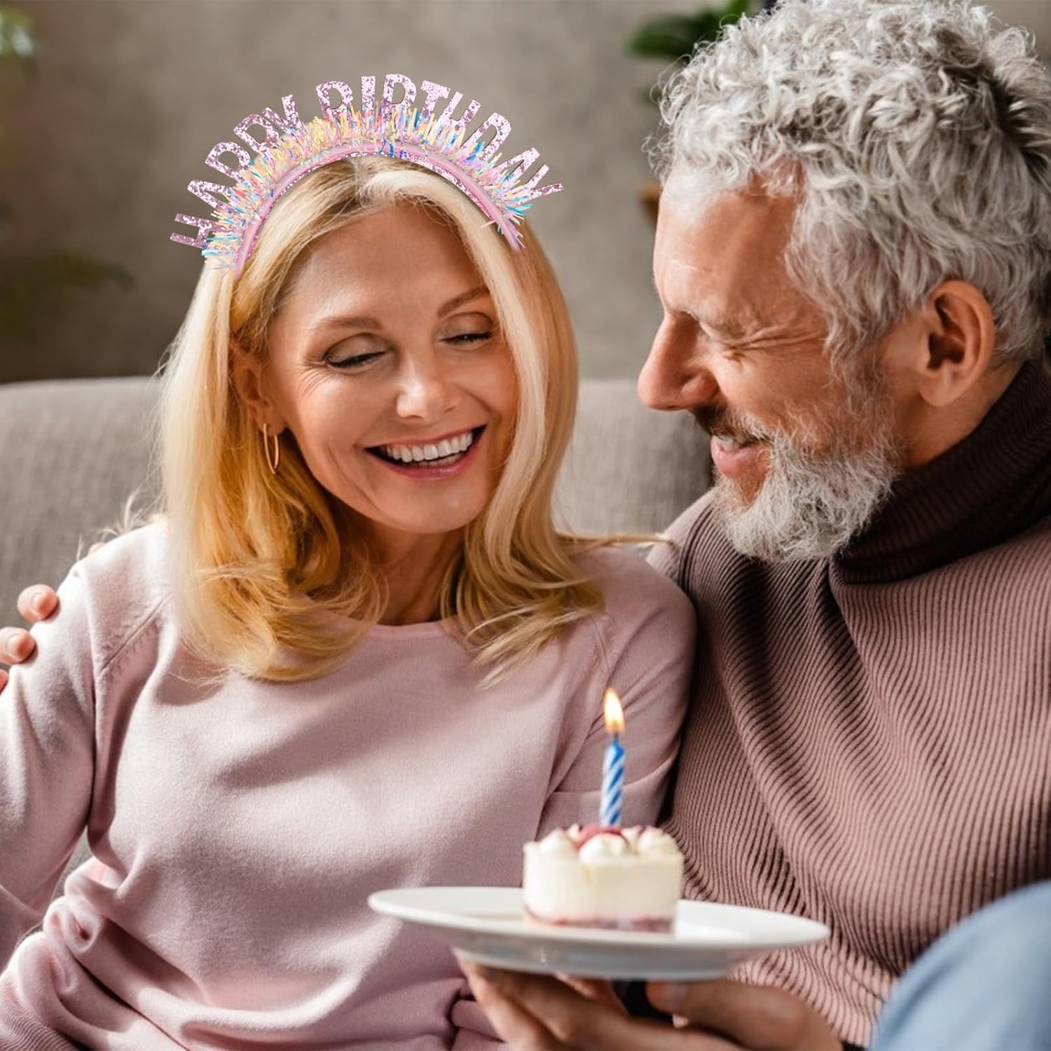 Birthday Crown Headband, Happy Birthday Headband for Women Girls, Birthday Tiara Happy Birthday Decorations, Birthday Gifts (Pink, One Size) image number 6