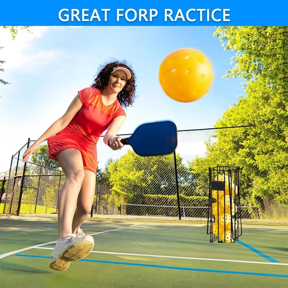 Portable Tennis & Pickleball Ball Hopper Basket &ndash; Lightweight Ball Collector & Picker with Handle,Easy Storage Carrier for Training & Practice Sessions