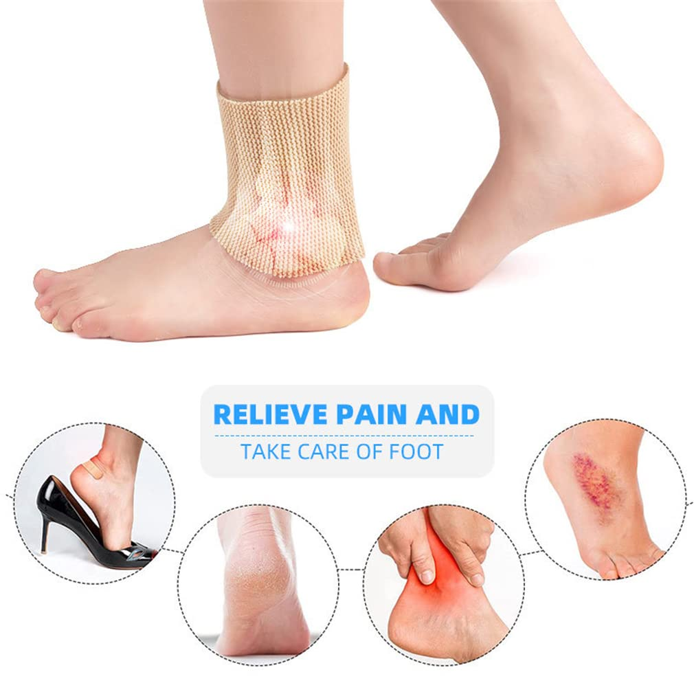 Gel Tubing Ankle Sleeve, 1 Pcs Compression Sleeve Ankle Protector Brace for Figure Skating, Roller, Riding, Free Cutting Foot Support Socks (5 X 3.2 Inch) (Skin)