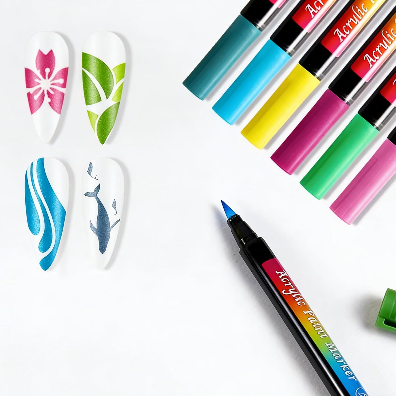 12 Nail Art Pens, Safe Nail Art Marks for Girls, Nail Art Pens for Girls to Wash, Suitable for Children'S Manicures, Diy Handicrafts, Party Activities, Non-Toxic and Easy to Use image number 1