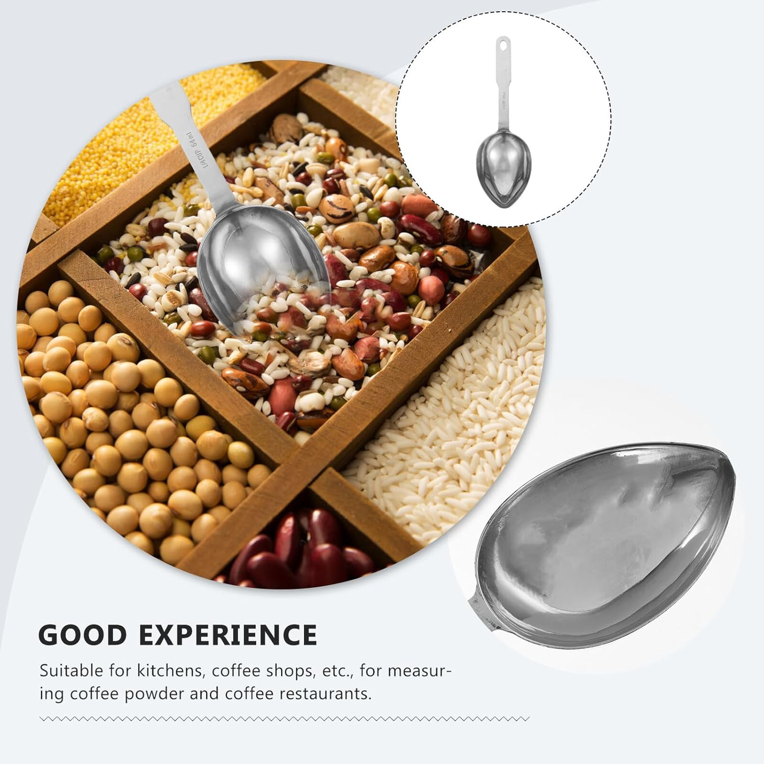 COHEALI Stainless Steel Measuring Spoon 1/4 Cup Metal Grain Scoop for Dry and Liquid Ingredients Kitchen Tool Metric Measuring Spoons for Baking and Cooking image number 4