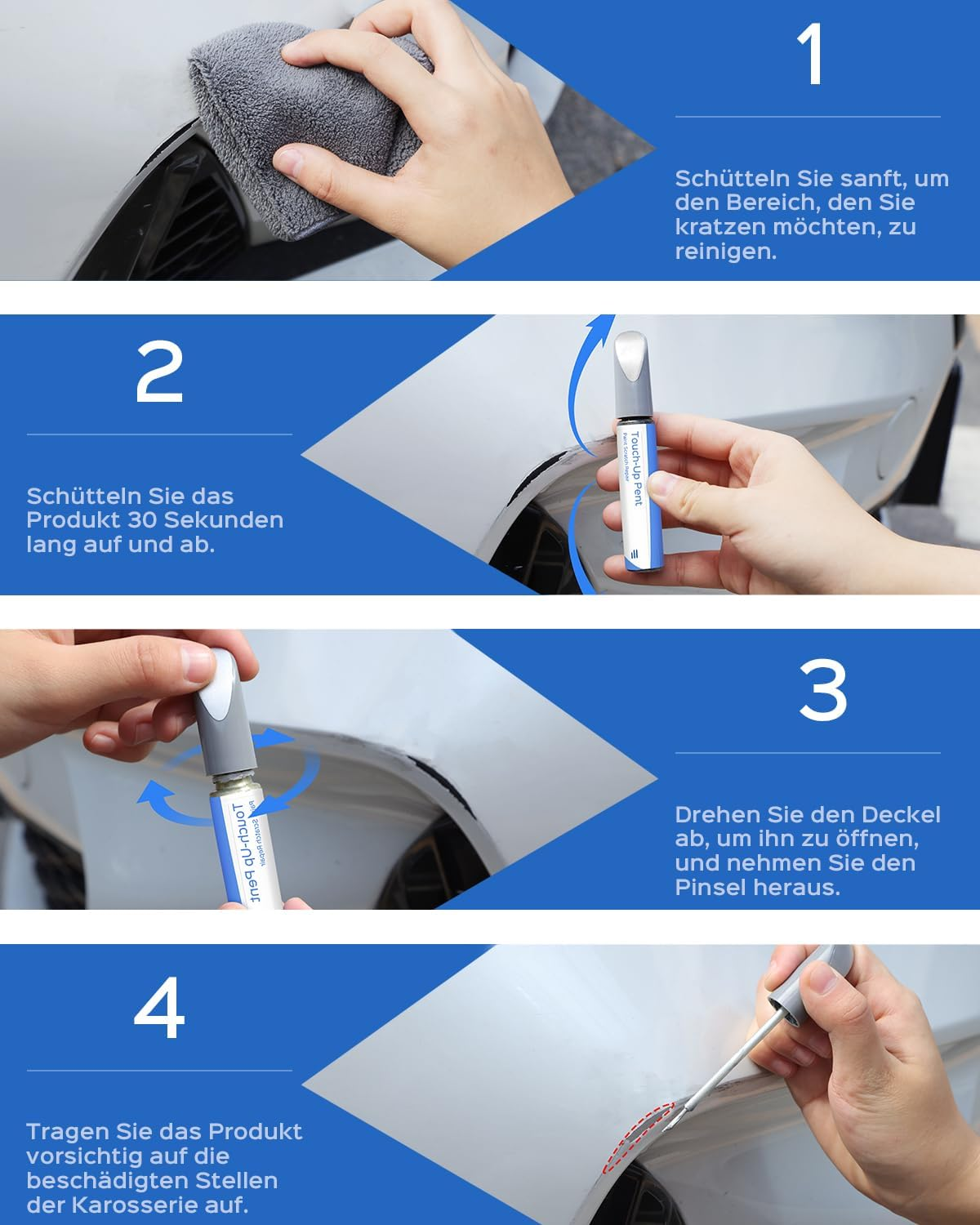 LC9A/0Q Pure White Paint Pen Compatible with Vw/Volkswagen Exact Match for Chips and Scratches image number 1