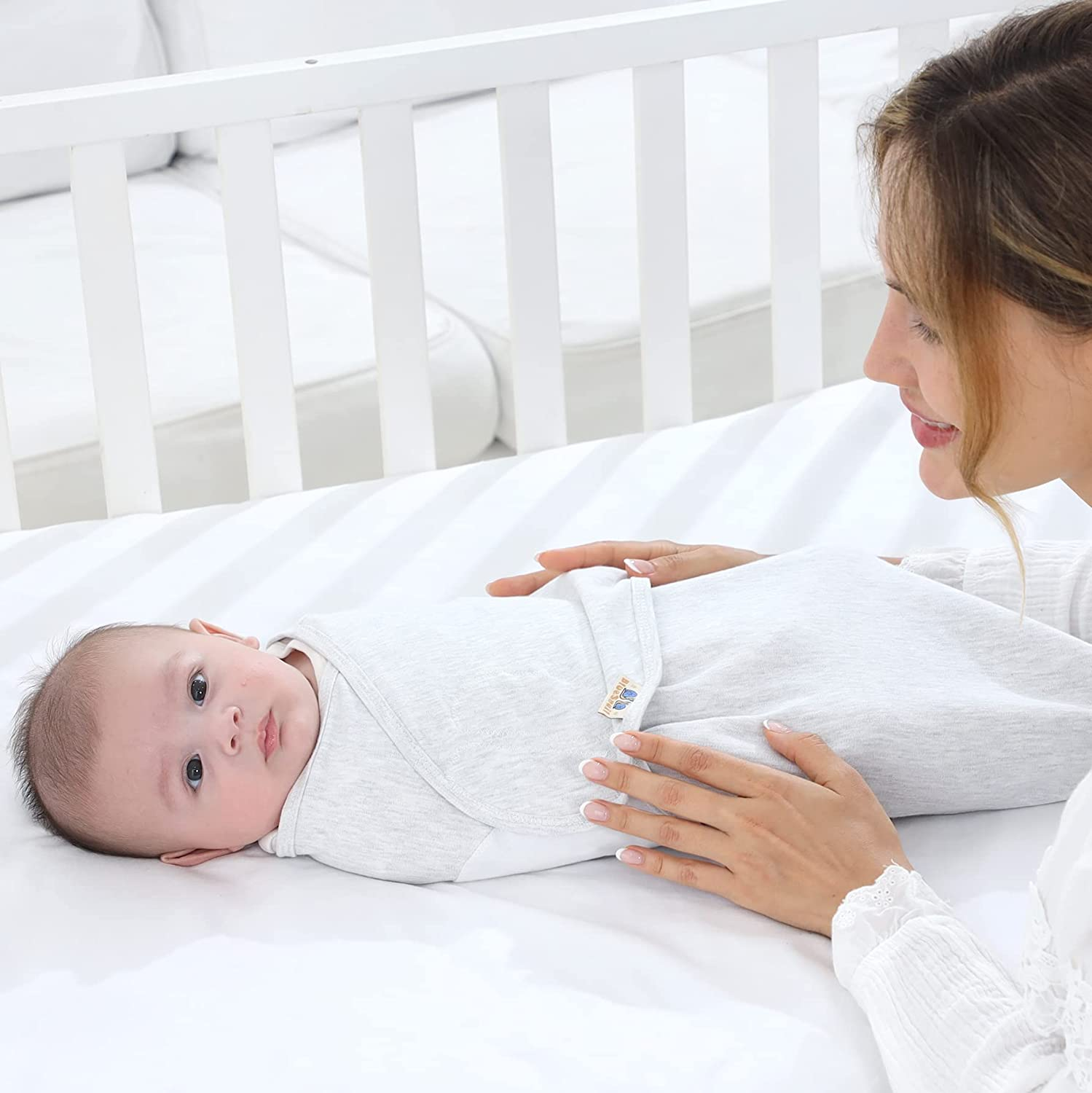 Bluesnaill Adjustable Baby Cotton Swaddle, Ultra Soft Newborn Cozy Receiving Blanket (3 Pack,0-3 Month) (Heather Grey)