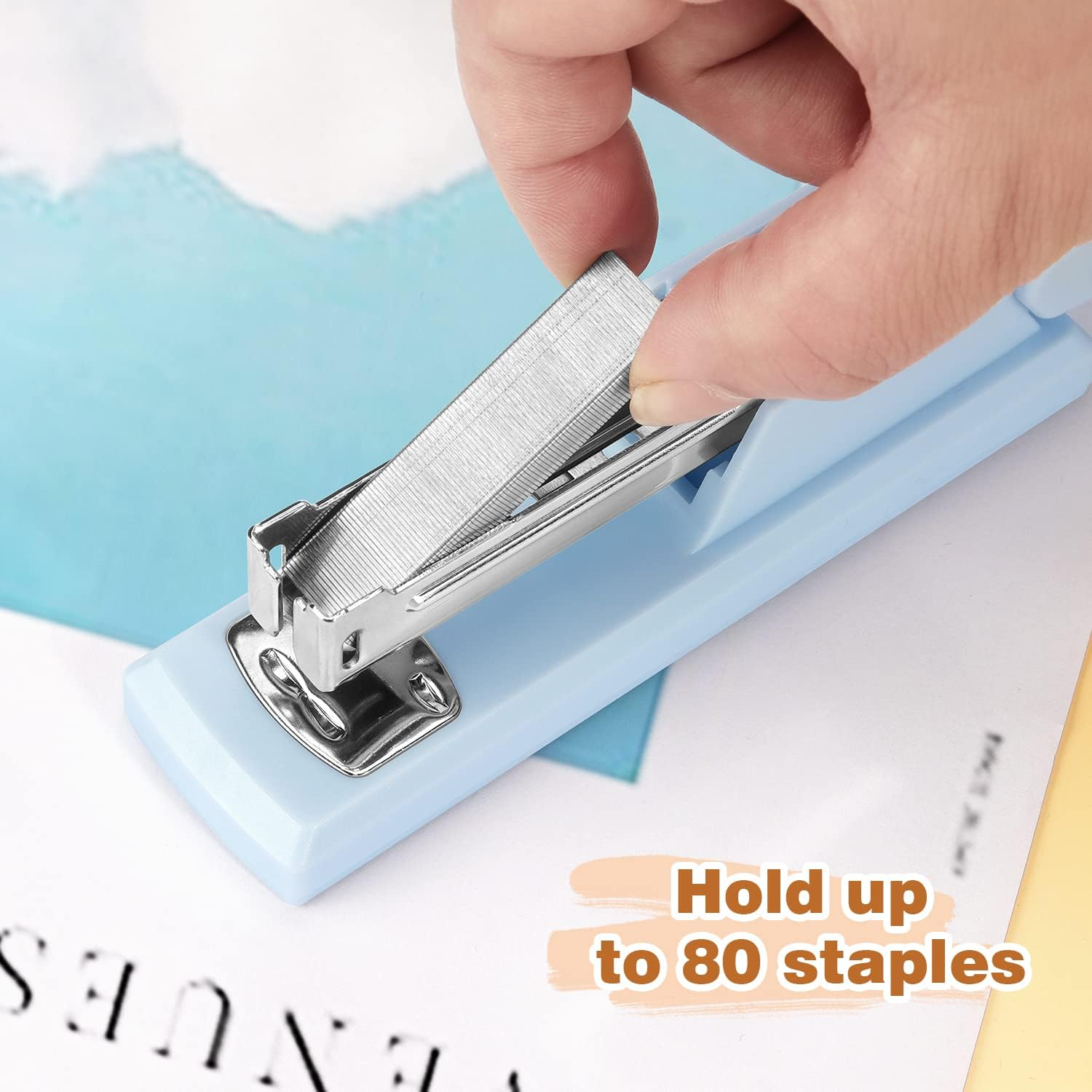 Tamaki Office Stapler, Blue, Modern Style, 80 Staples, 20 Sheet Capacity - Blue image number 5