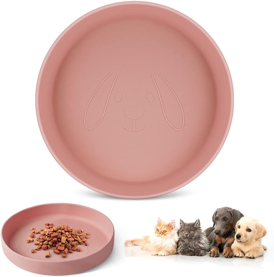 Adiwo Feeding Bowl for Cats, 18 Cm Silicone Bowl, Wide Cat Bowl, Feeding Bowl, Flat Cat Bowl for Dry Food and Wet Food, Water Bowl, Non-Slip Cat Bowl for Cats, Dogs, Green