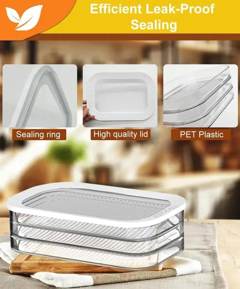 3 Storey Deli Meat Container for Fridge,Stackable Storage Box,Meal Prep Containers,Suitable For,Cheese,Deli, Meat,Cold Cutsam,Chicken,Bacon,Lunch Meat Refrigerator Container image number 2