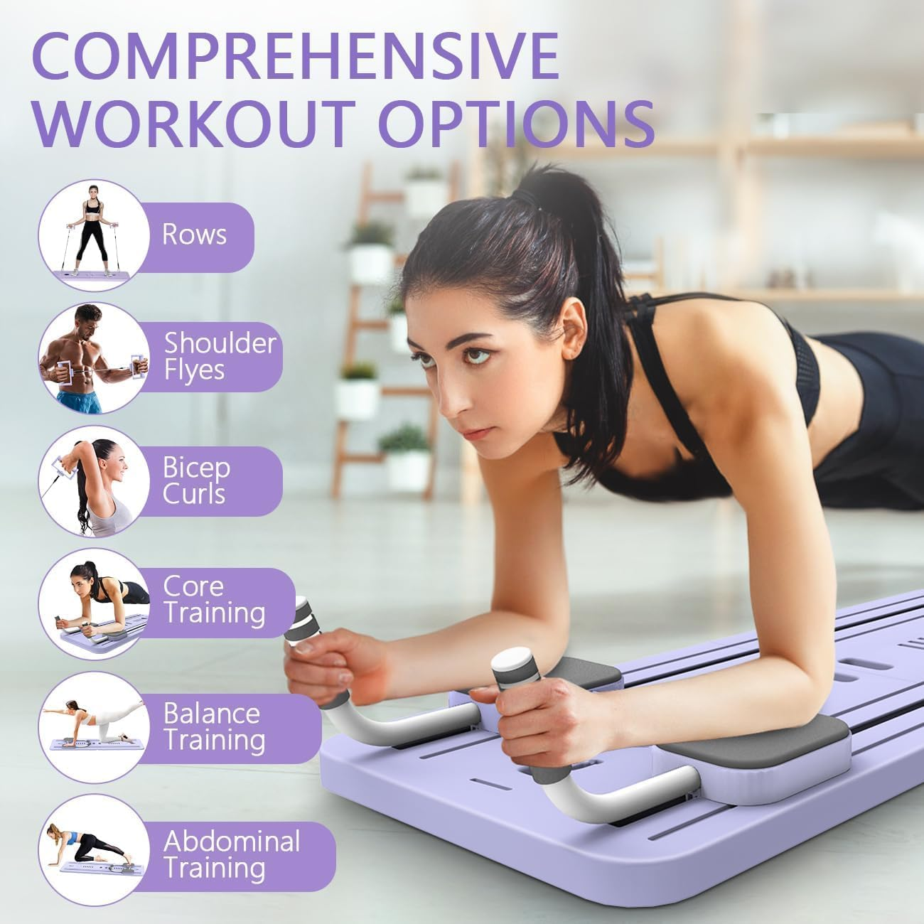 Foldable Pilates Board, 5 In1 Multifunctional Pilates Reformer Machine Set with Timer, Full-Body Toning Workout Core Exercise Equipment for Home Women Men image number 2