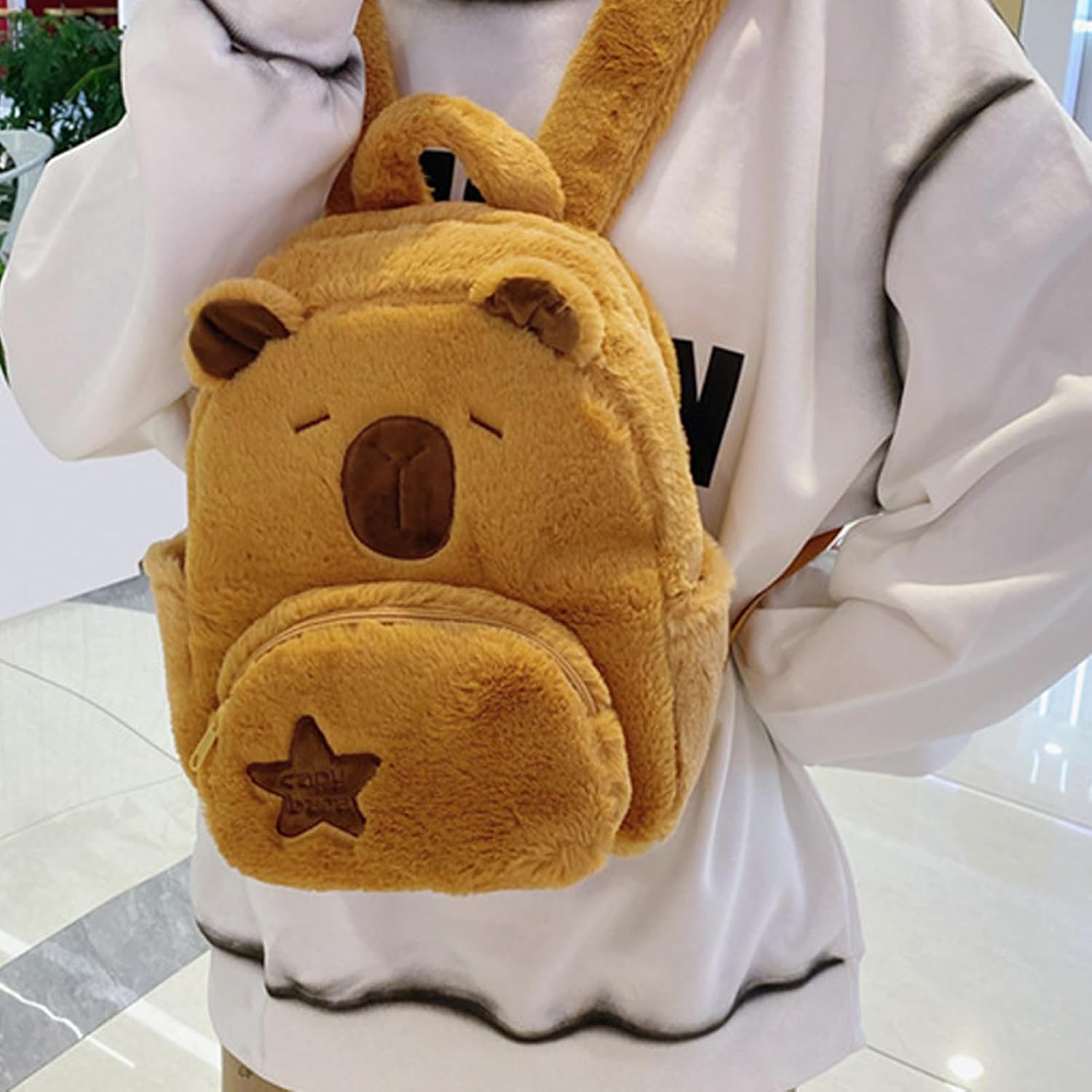 Capybara Backpack Bag | Capybara Plush Casual Bag Cute Animal Backpack | Soft School Bag with Keychain Shoulder Bag for Boys & Girls