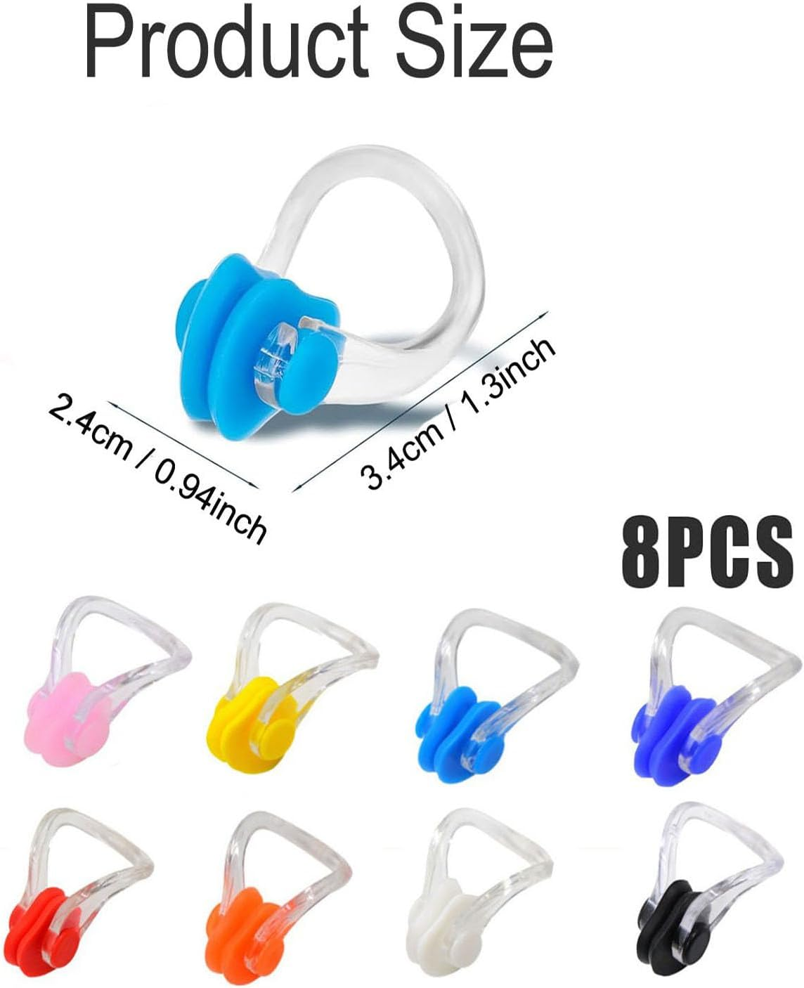 WADY 8Pcs/Pack Waterproof Silica Gel Swimming Nose Clip, Nose Clips Swimming, Swimming Nose Clips PVC Silicone Swimming Nose Plugs Swim Training Protector Plug for Adult Kids (8) image number 6