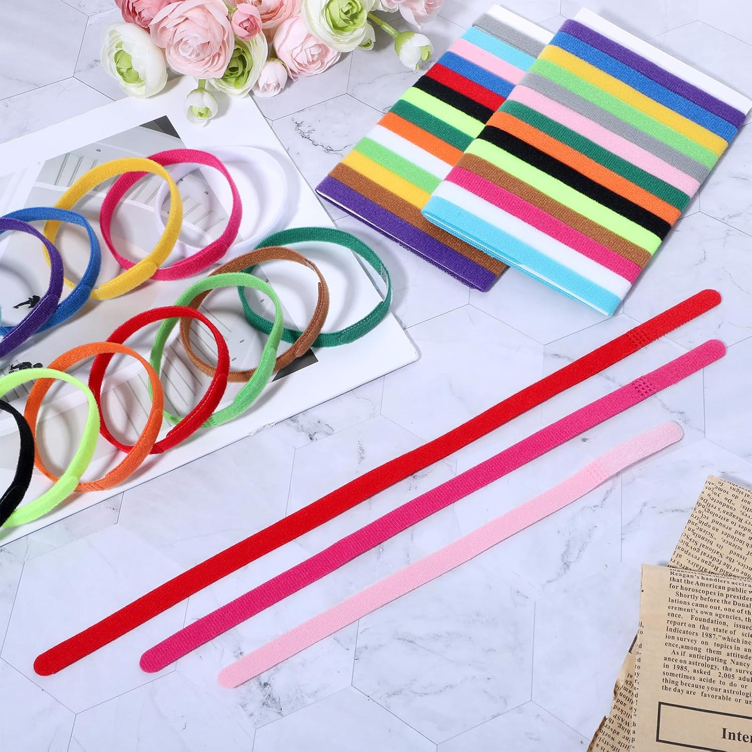 LXUEJIE 45 Pcs Puppy Whelping Collars, Newborn Pet Collar, 3 Sizes Adjustable Puppys Collars, Double-Sided Soft Adjustable ID Bands Puppy ID Collar for Newborn Pet Dog Cat 15 Colors (S/M/L image number 2