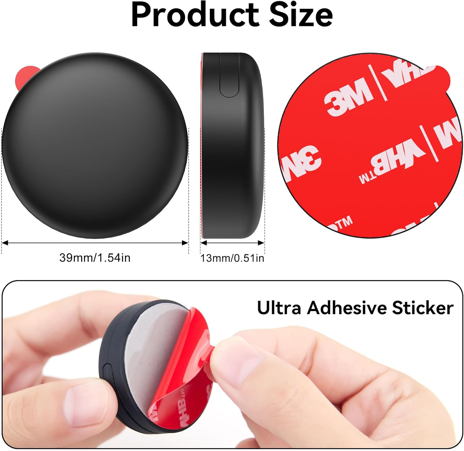 [2 Pack] for Airtag Holder, Case with Ultra Adhesive Sticker, Airtag Silicone Sticker Mount for Bike Wallet TV Remote Drone Camera Luggage Hidden (Black) image number 3