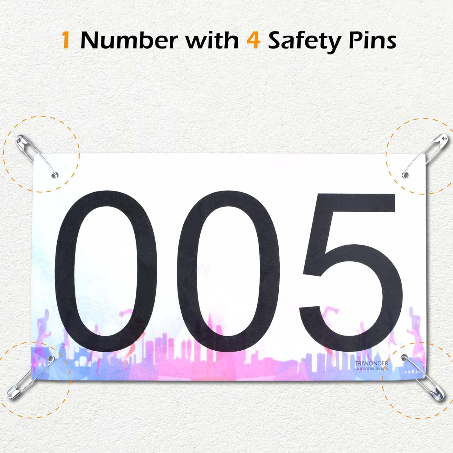 TRIWONDER Tyvek Race Bibs Running Numbers with Safety Pins, Large Numbers 1-500 for Marathon Runners Events Sports Games - 03 Colorful [17 X 10Cm] 1-200 image number 3