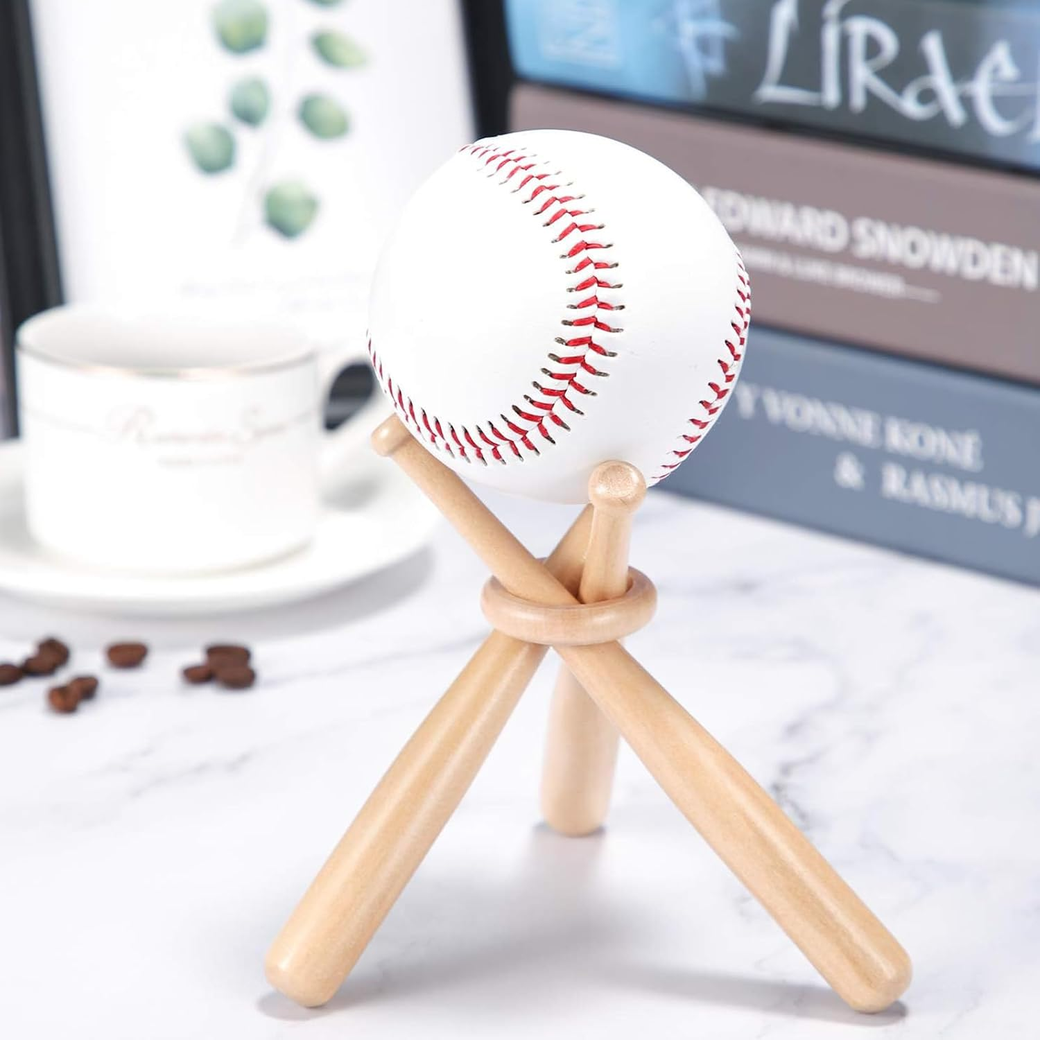 Baseball Stands for Display, Wooden Baseball Bats Display Stand Baseball Display Baseball Stands for Display for Tables for Kids and Sports Lover (Log) image number 4