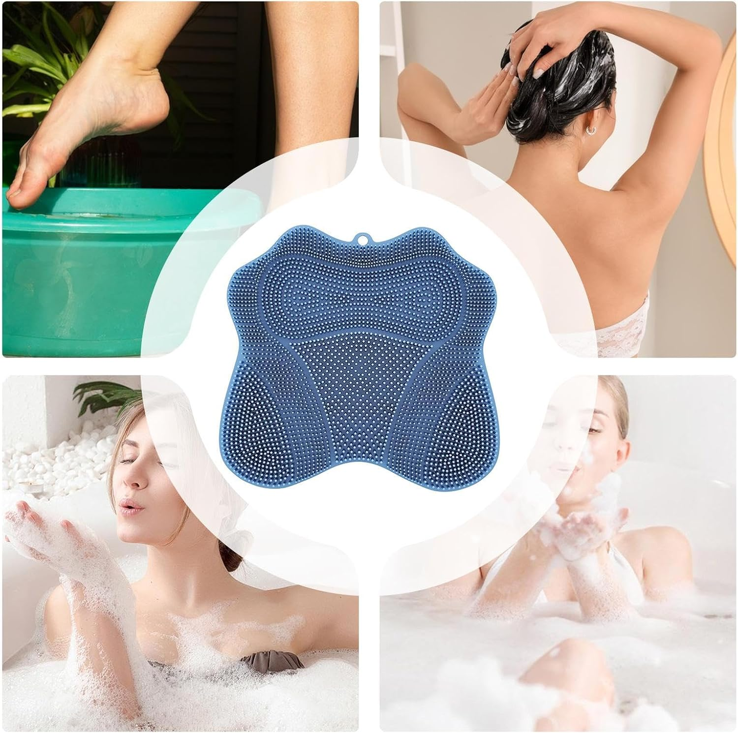 Foot Cleaner for Shower - Silicone Foot Scrub Mat with Non-Slip Suction Cups - Health & Household Pad for Post-Workout Pedicure Prep Home Spa Family Travel Bathtub