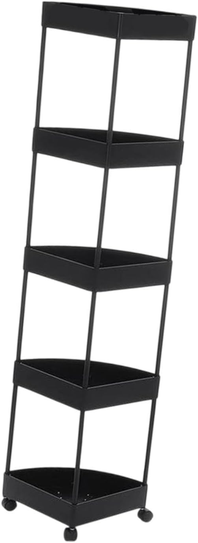 Yuksok Floor Corner Shelf Floor Standing with Wheels Large Capacity Drain Basket Shelving for Bathroom Kitchen Shower Organizer Rack, 5 Tier Black - 4 Tier White image number 5