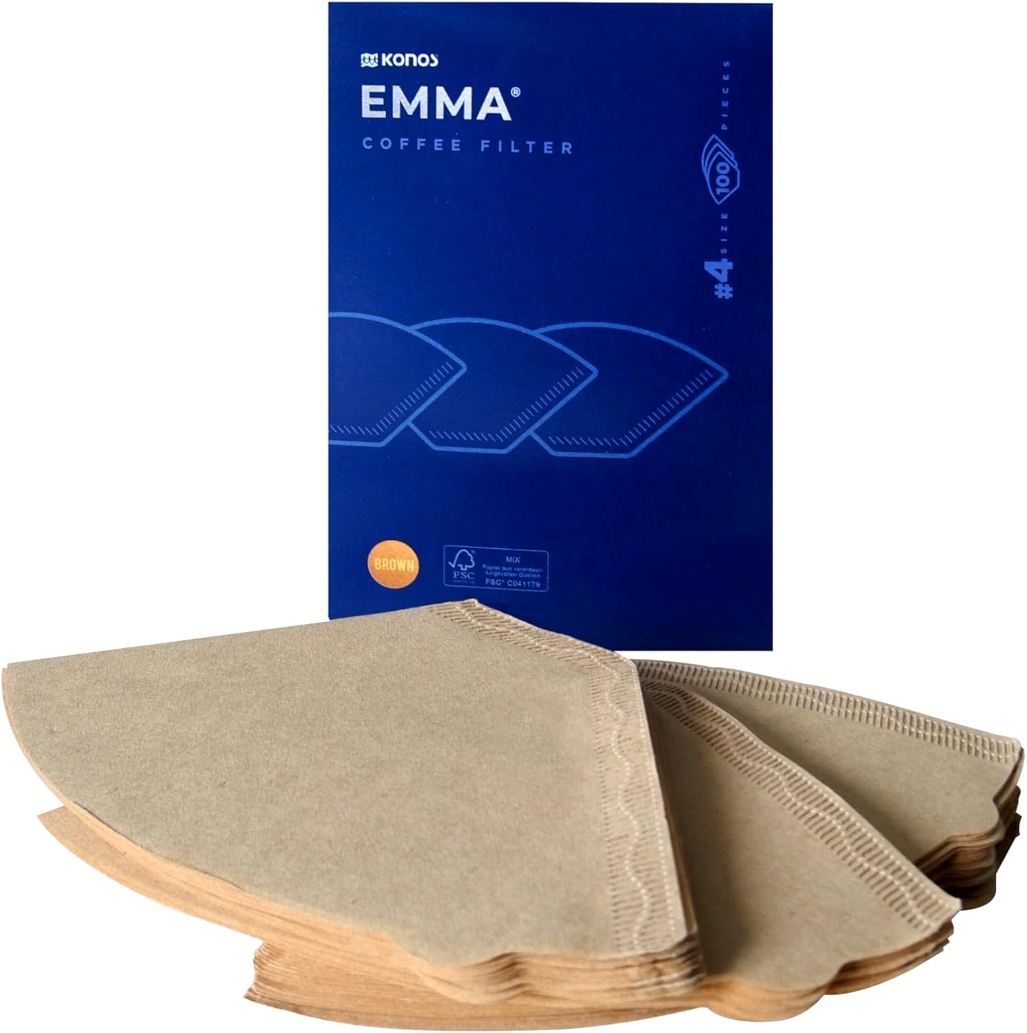 Carte Dozio - Emma by Konos 100 Unbleached Natural Tapered Coffee Filters for Filter Coffee - Holds up to 2 Cups image number 2