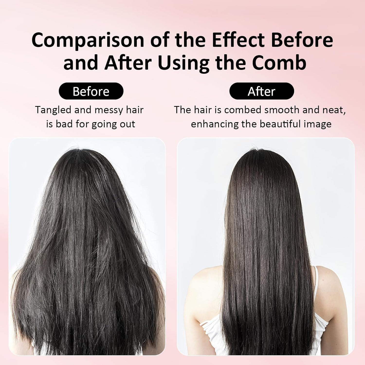 Travel Hair Brush and Mirror Portable Pocket Frizz Ease Detangling Hairbrush Small Tangle Teaser Massage Comb Set round Curly Wavy Hair Brush Fine Thick Hair Brush for Men Women Kids Girls (Black) image number 3