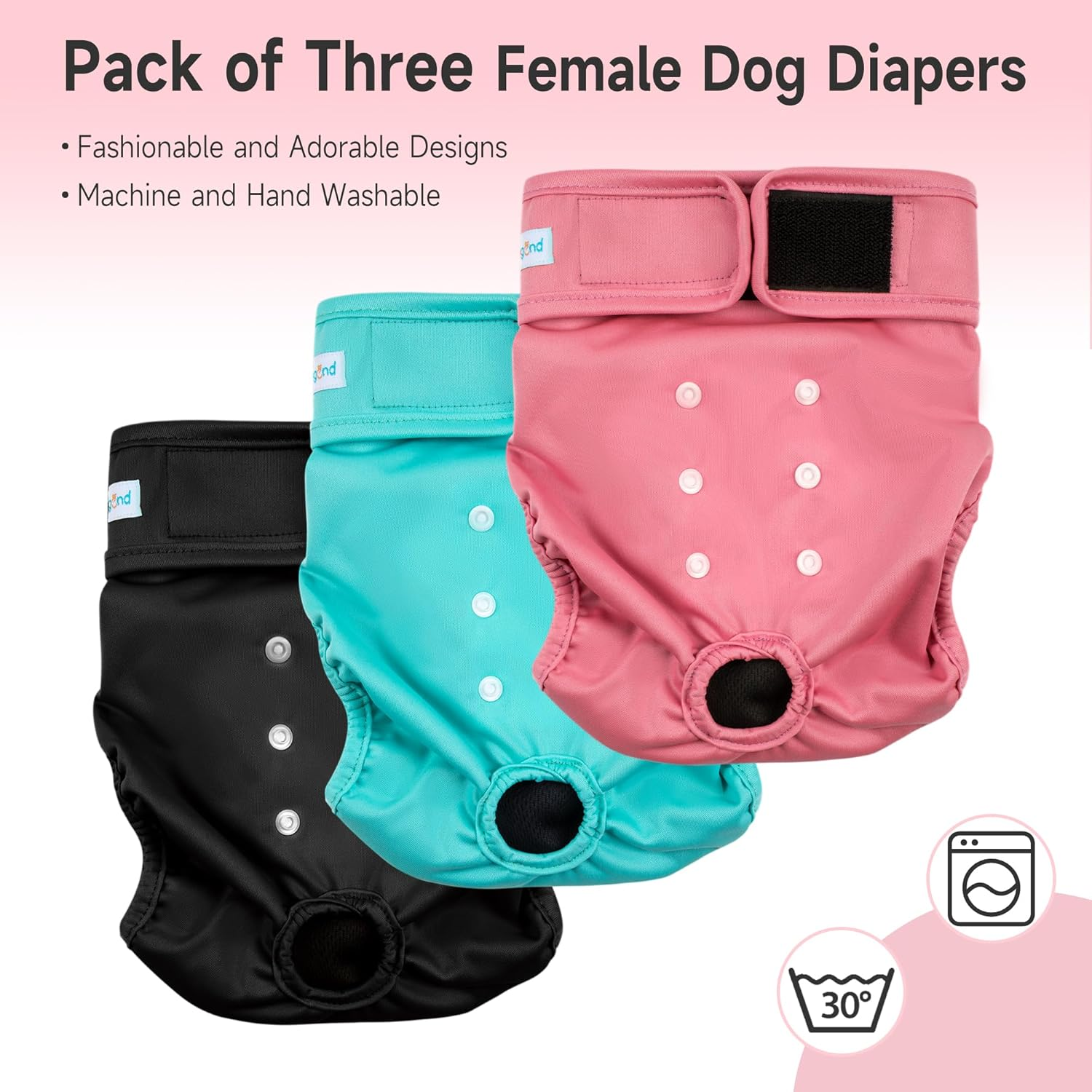 Paw Legend Reusable Female Dog Diapers(3 Pack,X-Small) image number 1