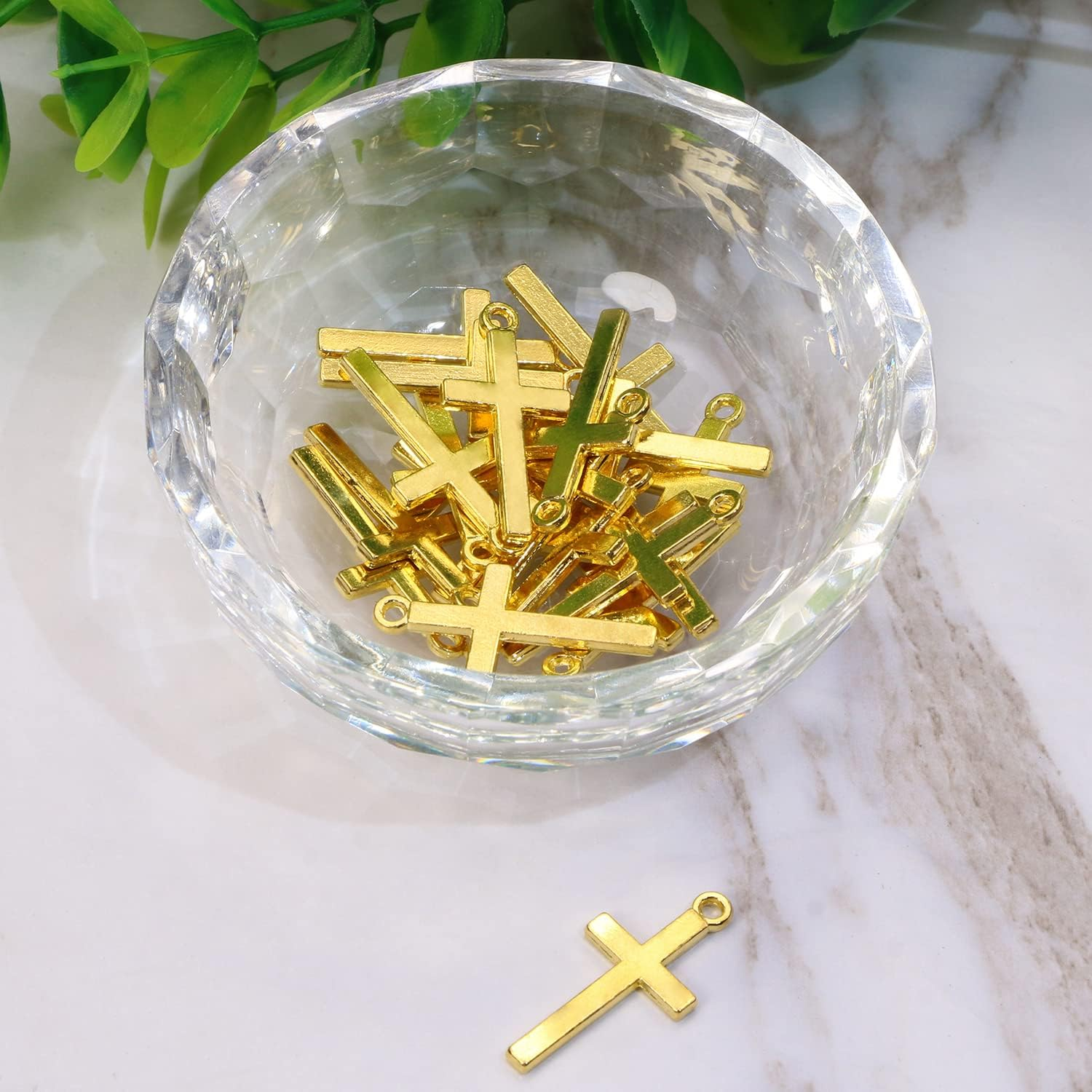 Shapenty Small Cross Charms Metal Pendant Beads for Earring Bracelet Necklace Keychain Zipper Pulls Jewelry Finding Making DIY Crafting Gift Party Favor, 20PCS - Gold image number 5