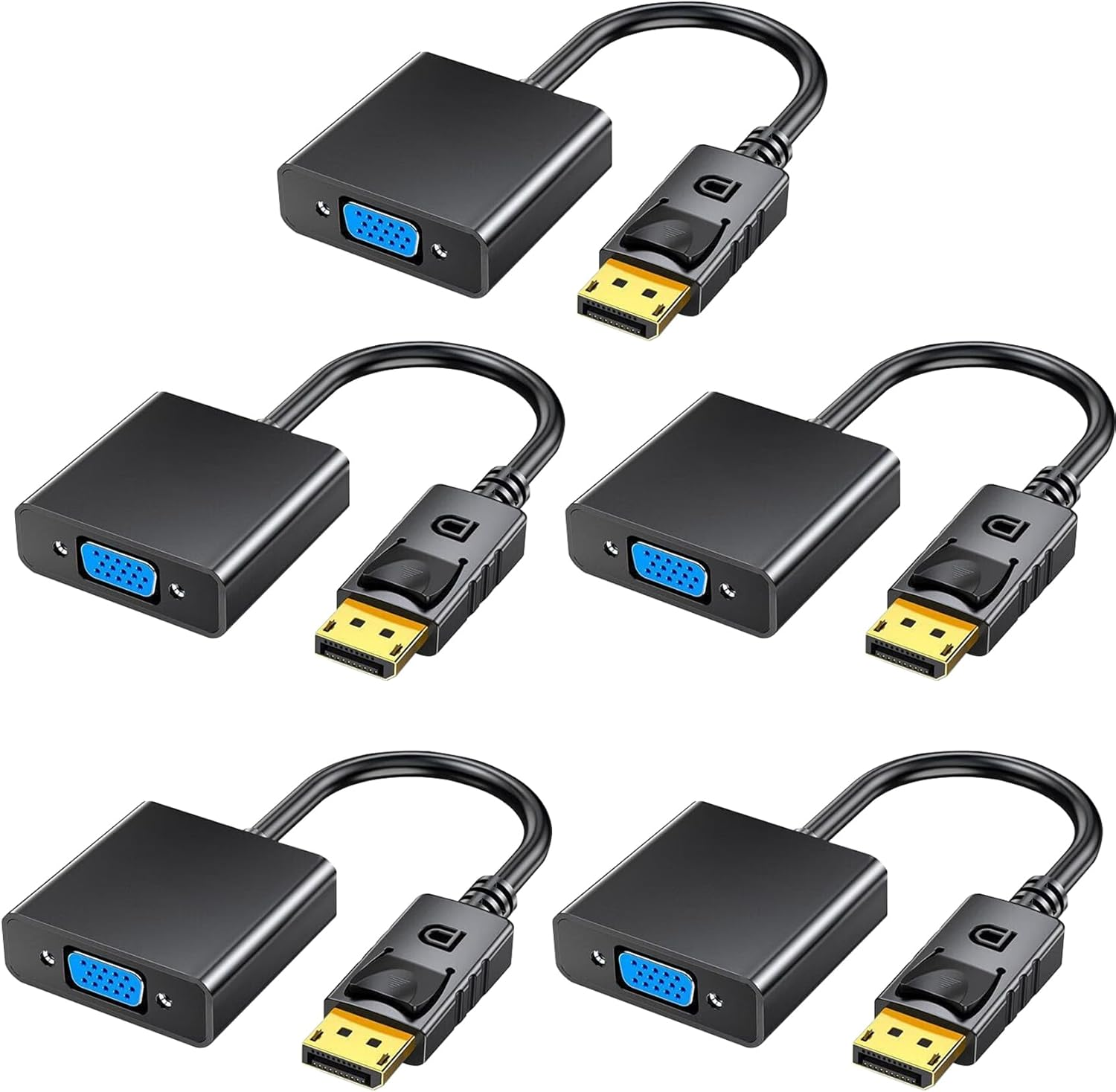 Tunghey Displayport (DP) to VGA Adapter, Gold-Plated Display Port to VGA Adapter (Male to Female) Compatible with Computer, Desktop, Laptop, PC, Monitor, Projector, HDTV (10Pack)