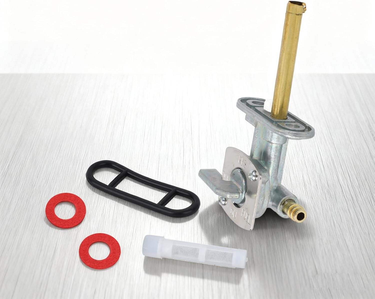 Fuel Petcock Valve Kit with Gasket & Filter Tube, Motorcycle Fuel Shut off Valve Replacement Part Compatible with Yamaha Kawasaki Suzuki ATV Motorcycles image number 3