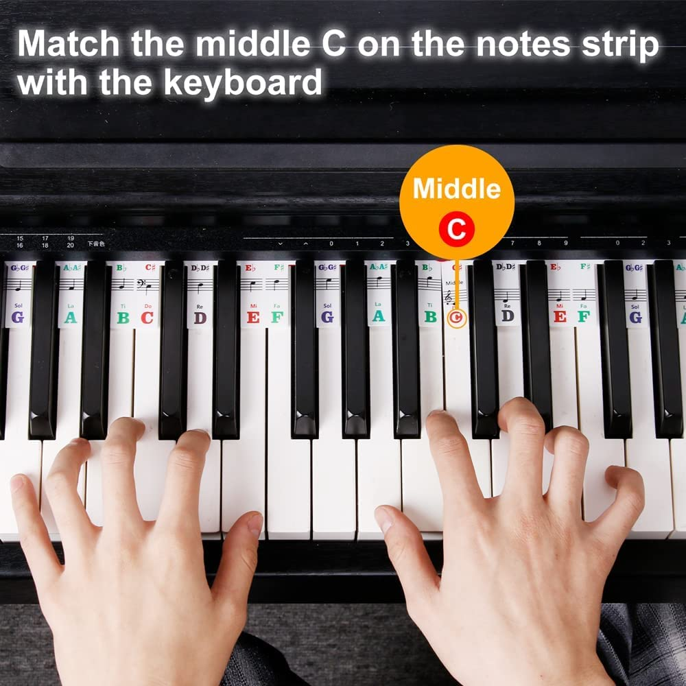 ZANZER Colorful Piano Keyboard No Need Stickers Note Guide,88-Key Silicone Guide Piano Key Music Letter Label for Full Size for Kids and Beginners, Reusable and Comes with Box (A) image number 4