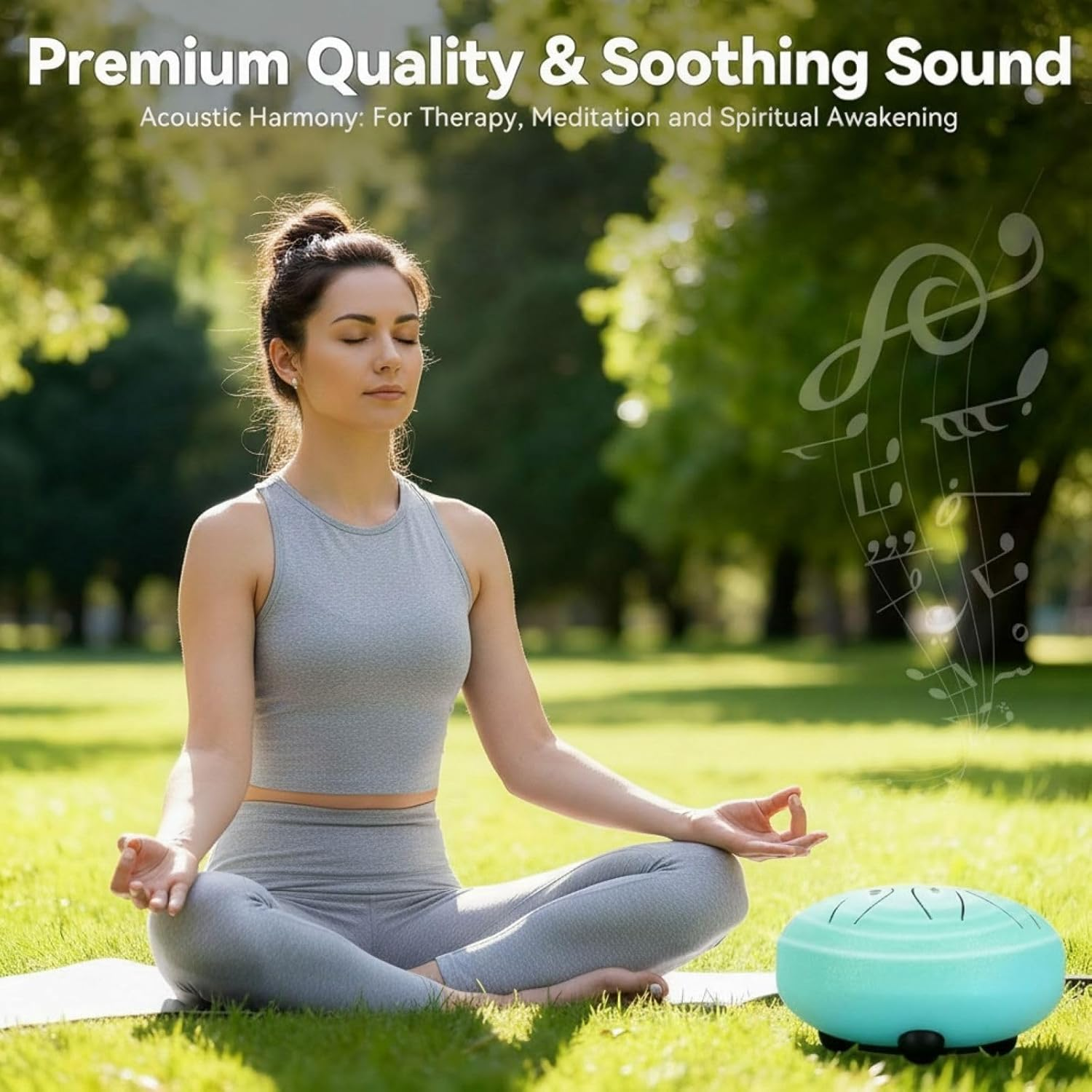 Musical Instruments Rain Drum - 7.09-Inch 11-Tone, Steel Tongue Drum Music Kit（Green） image number 3