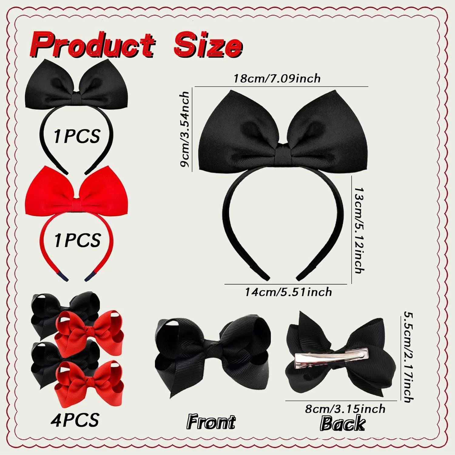 Red Headband & Hair Bow for Women - Eye-Catching Christmas Headband and Alice Band with Clips - Ideal for Any Occasion image number 2