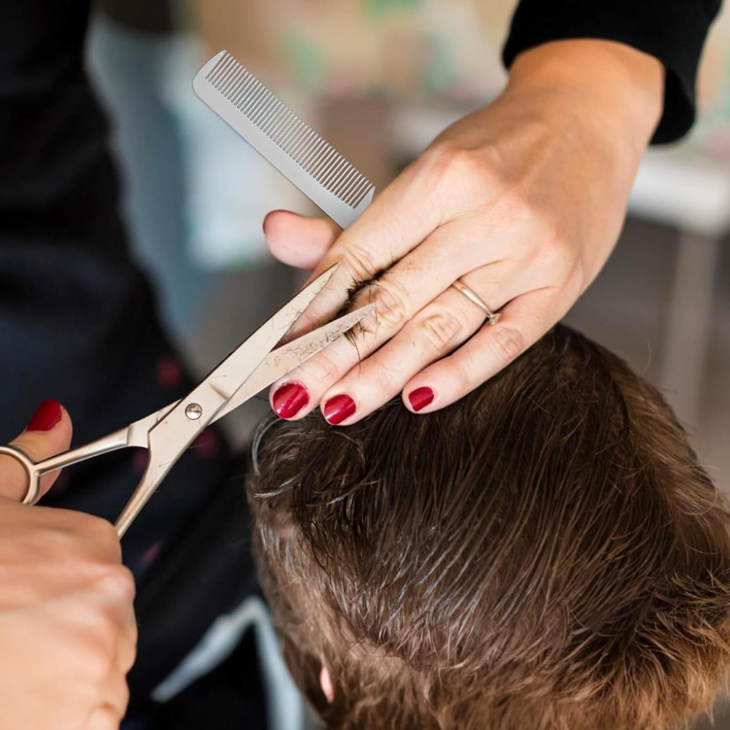 Pack of 2 Handle Combs Stainless Steel Style Comb Hair Comb with Long Metal Handle Fine Cutting Comb for Barber Hair Styling Men and Women (Silver) image number 3