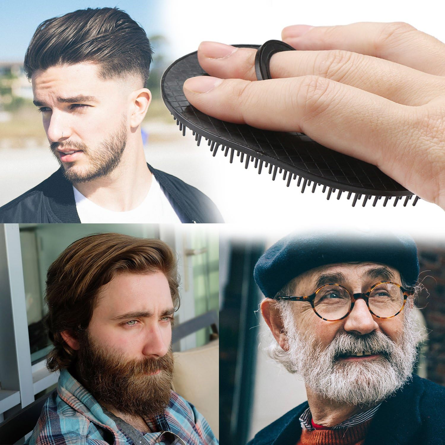 Segbeauty Portable Mens Pocket Brush, Shampoo Comb, Scalp Massager Hair Brush Beard Comb Palm Comb for Travel, Pet Grooming Brush Set Short Hair Dog Brush Cat Grooming image number 5