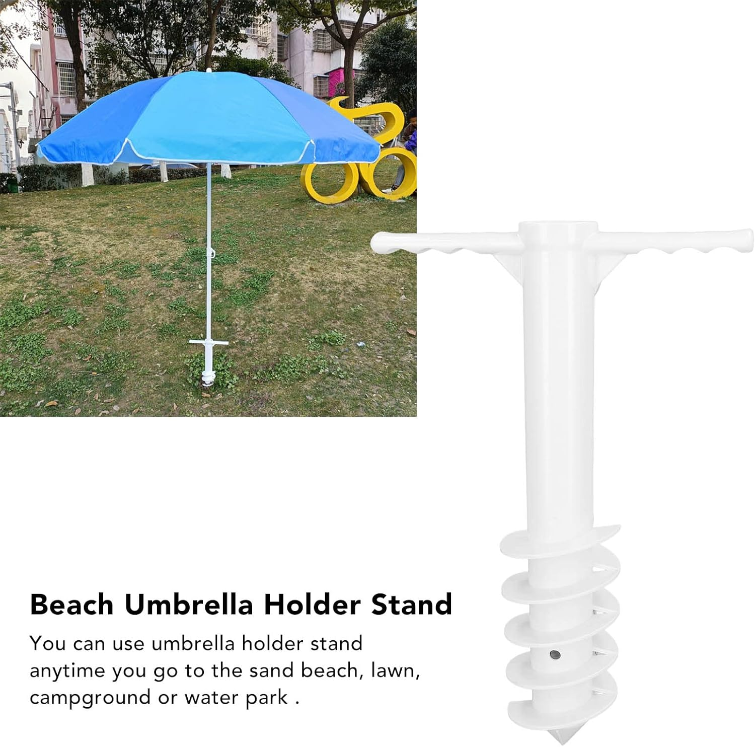 Beach Umbrella Anchor Strong Wind Resistant Heavy Duty Outdoor Umbrella Stand Holder with 5 Tier Screws Portable Umbrella Stand Holder for Beach image number 1