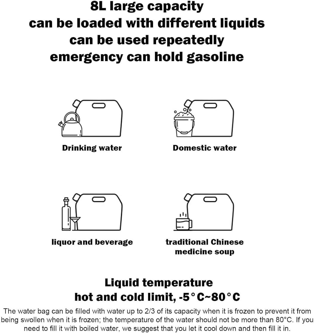 AIMALL 8L Foldable Outdoor Water Bag &ndash; Food Grade Portable Water Container with Swivel Spout, Large Capacity Camping Storage Bag for Car, Hiking, Travel, Emergency Use