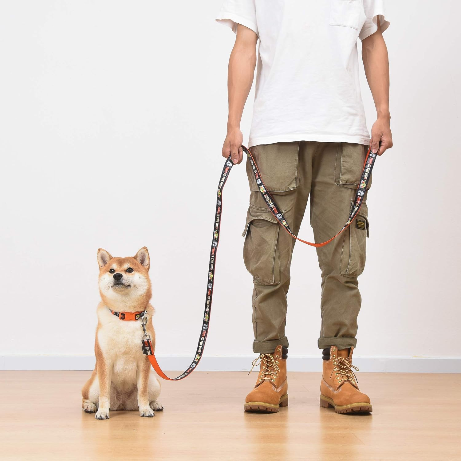 Star Wars for Pets the Mandalorian This Is the Way 6 Foot Dog Leash | Orange 6 Ft Dog Leash Easily Attaches to Any Dog Collar or Harness | Mandalorian Nylon Dog Leash 6 Feet for All Dogs