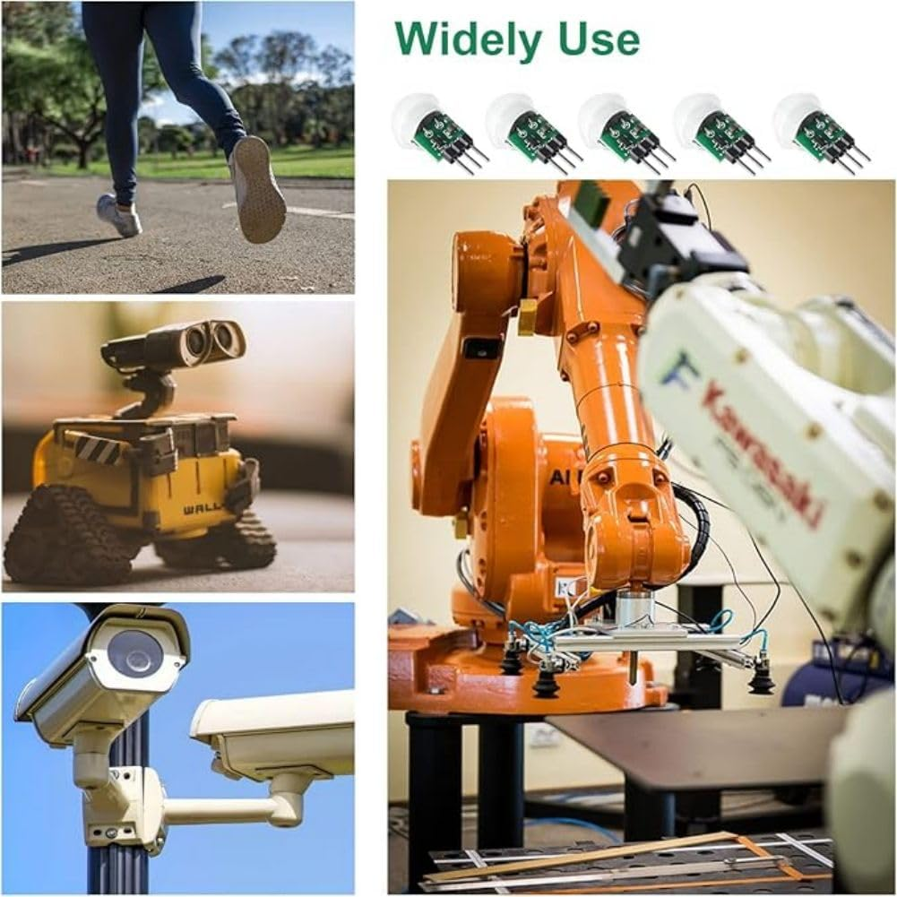 Quxyxso IR Human Sensor 5Pcs AM312 Mini Detector Module HC-SR312 Pyroelectric Infrared PIR Motion Automatic Detector DC 2.7 to 12V for Arduino 2 A1U2 with Dupont Wire image number 1