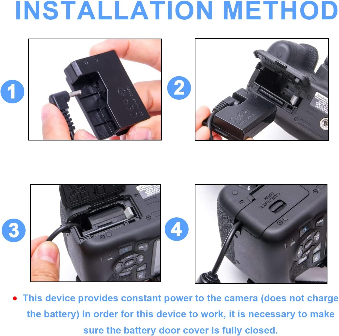 KWTOUL ACK-E15 AC Power Adapter DR-E15 DC Coupler Dummy Battery Kit Compatible with Canon EOS Rebel SL1, 100D EOS Kiss X7 DSLR Powershot SX70 HS Camera image number 1