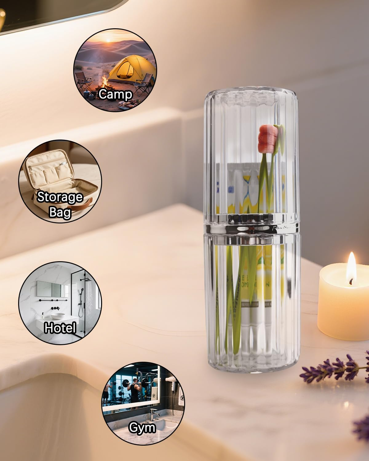Travel Toothbrush Case, Travel Toothbrush Holder, Portable Toothpaste Storage Container for Business Trip School Camping Bathroom(Clear) image number 5